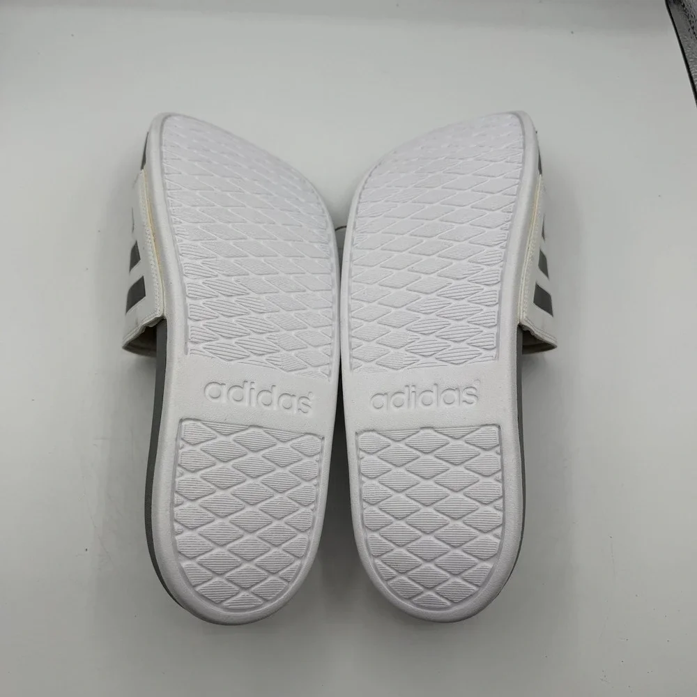 Adidas Adilette Comfort‎ Slide Mens 13 Womens 14 White Grey Beach Sandals GZ5895